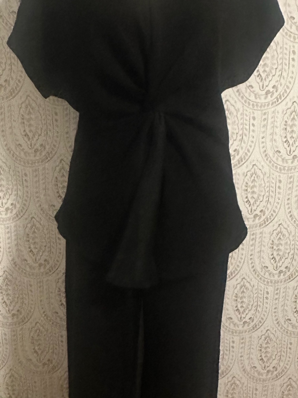 Black Women's Two Piece pant set - Sleek Twist-Front Design